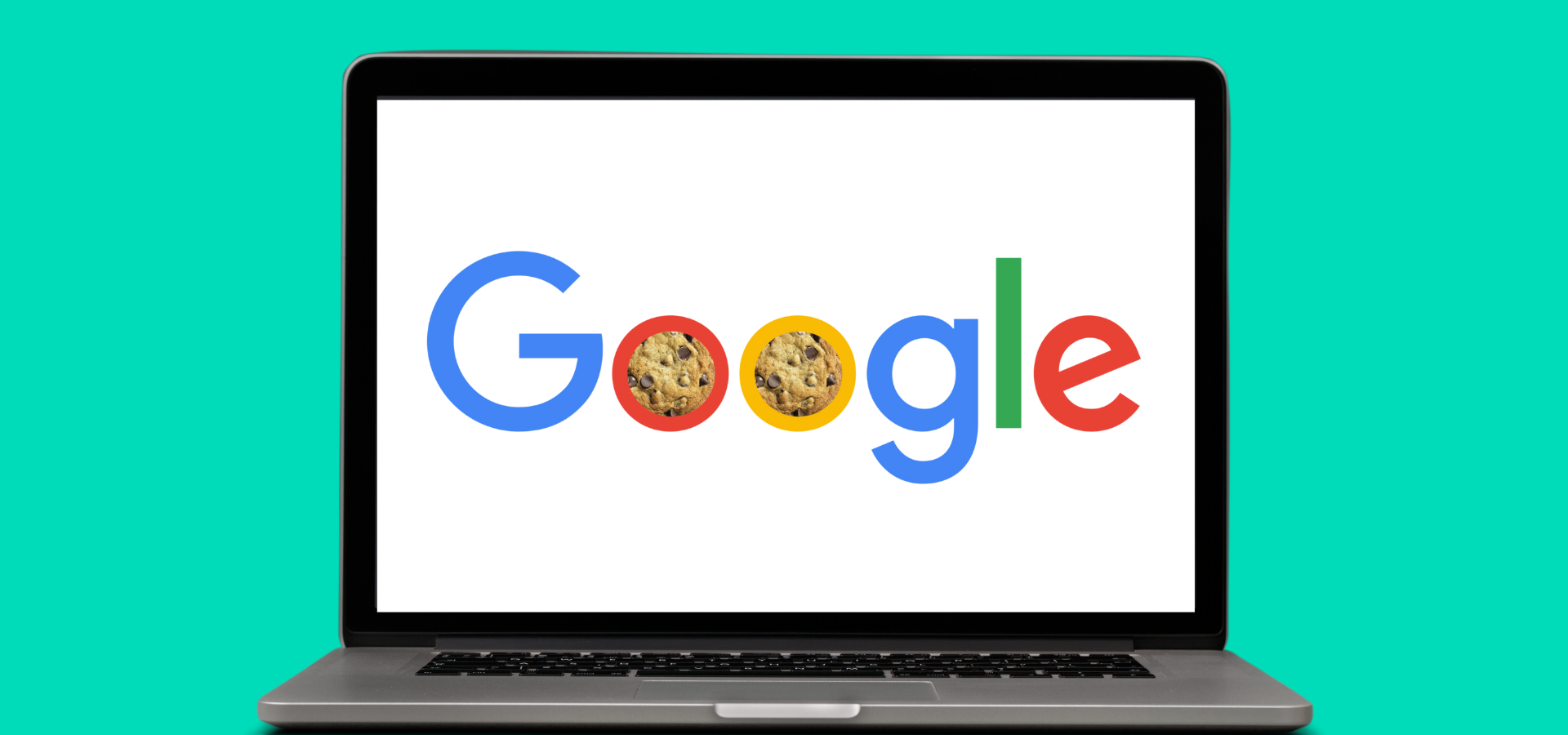 a desktop screen with the Google logo on it, with cookies in the place of the "o's."