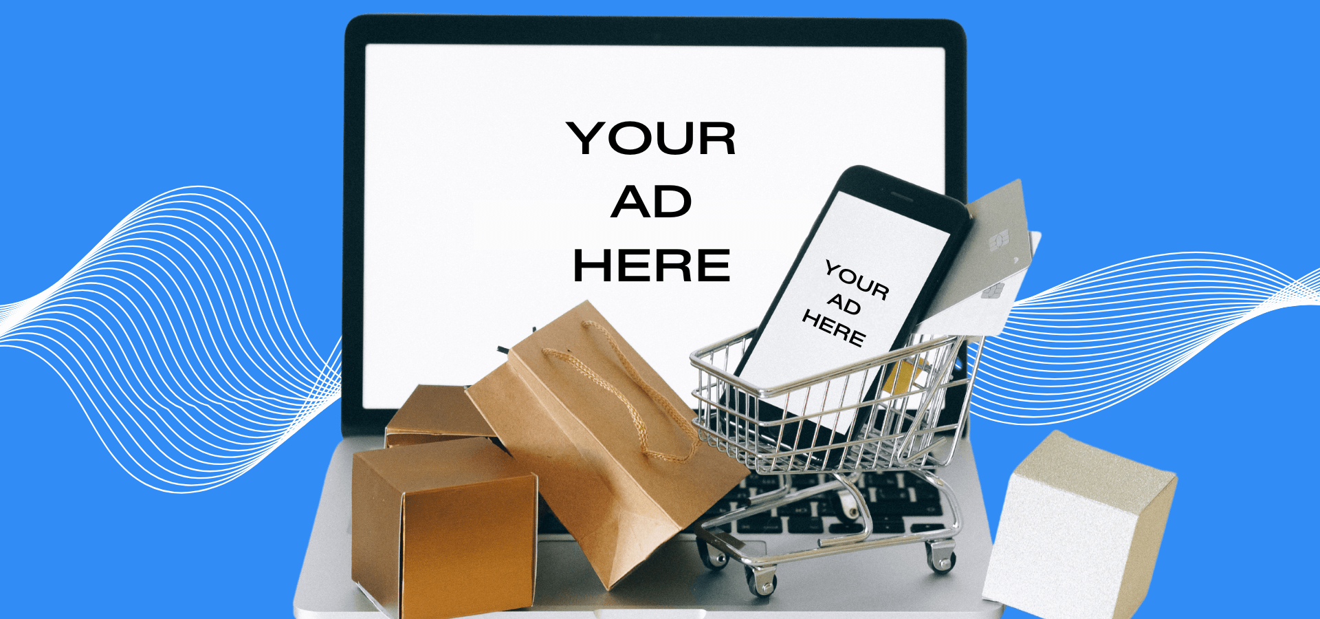 Advertisement screen that says "your ad here"