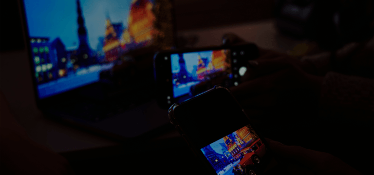 a TV, tablet, and phone showing the same screen