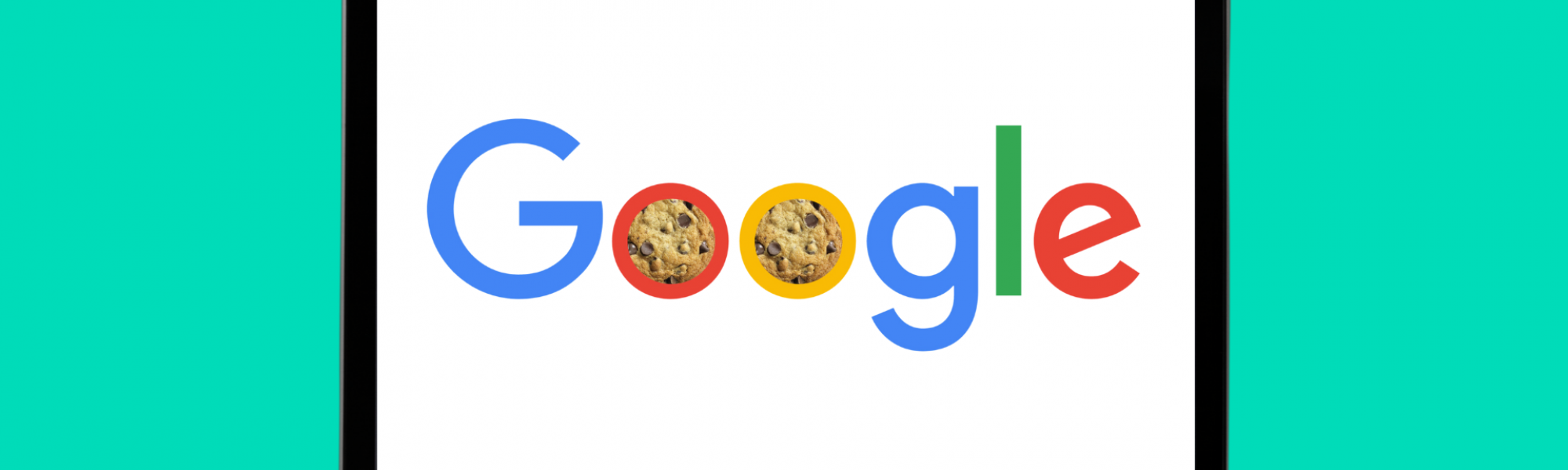 a desktop screen with the Google logo on it, with cookies in the place of the "o's."