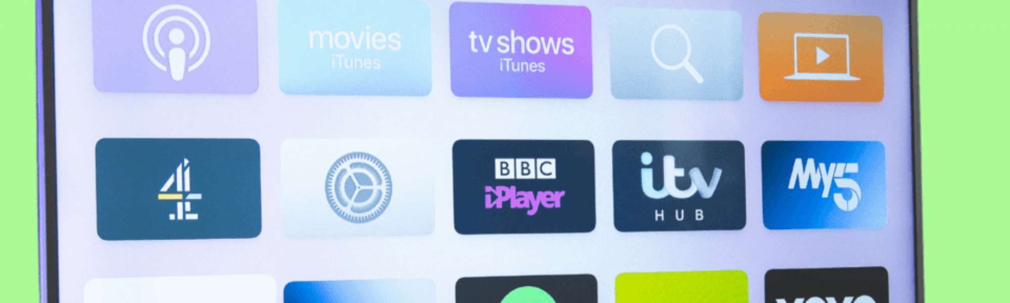 A smart tv with streaming platform icons on it.