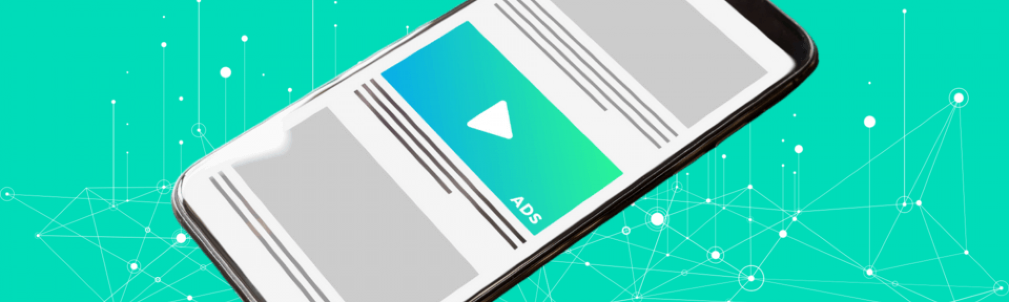 A cell phone highlighting a video advertisement